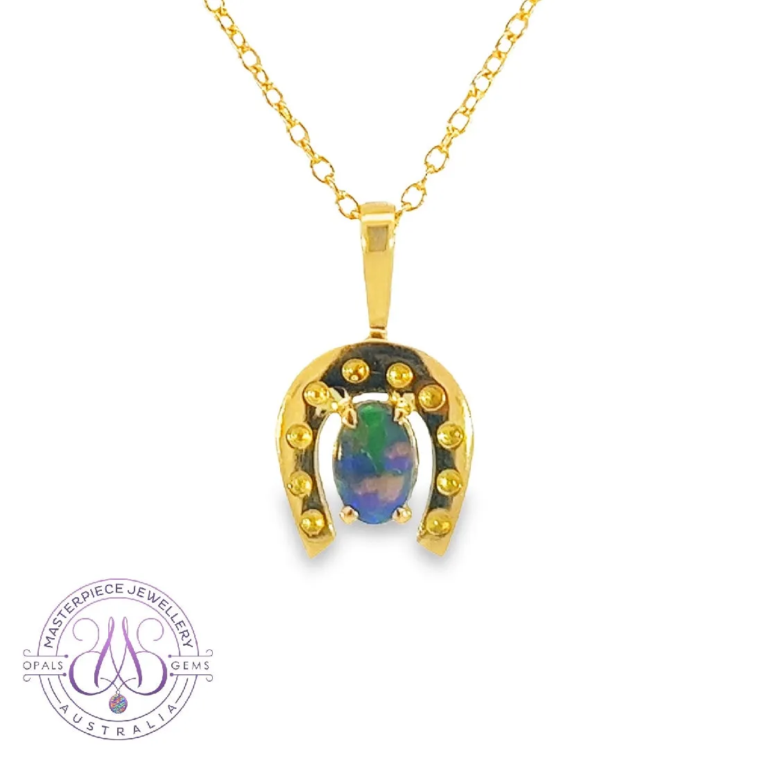 18Kt Yellow Gold Pendant - 0.25ct Black Opal, Elegant Minimalist Necklace, Perfect Crystal & Birthstone Gift for Her, Women's Necklace