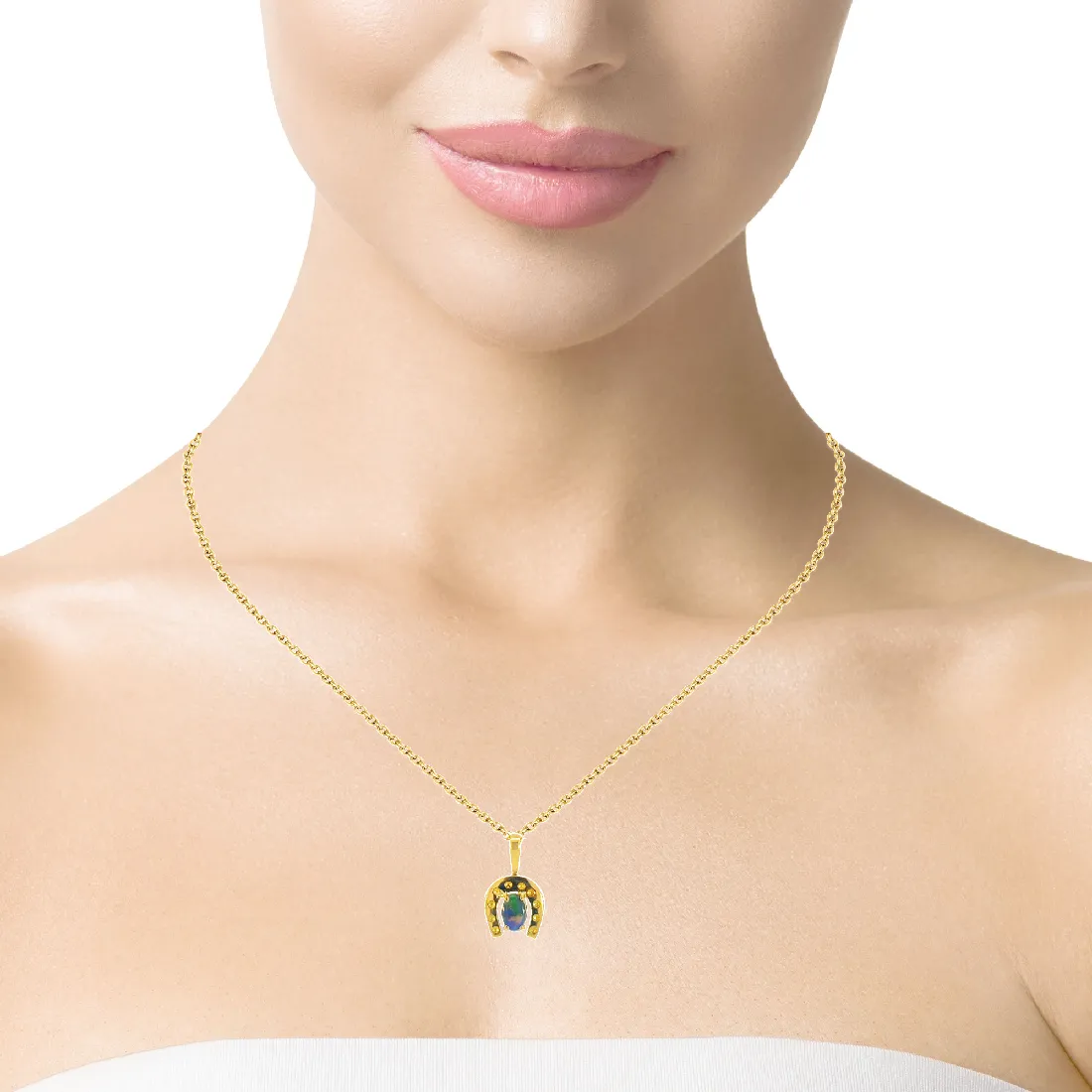 18Kt Yellow Gold Pendant - 0.25ct Black Opal, Elegant Minimalist Necklace, Perfect Crystal & Birthstone Gift for Her, Women's Necklace