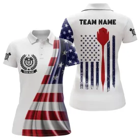 3D American Flag Darts Polo Shirt Custom Patriotic Darts Shirt For Women Dart Jerseys, Custom Team Dart Shirts