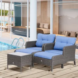 5pc Patio Rattan Furniture Set - Blue