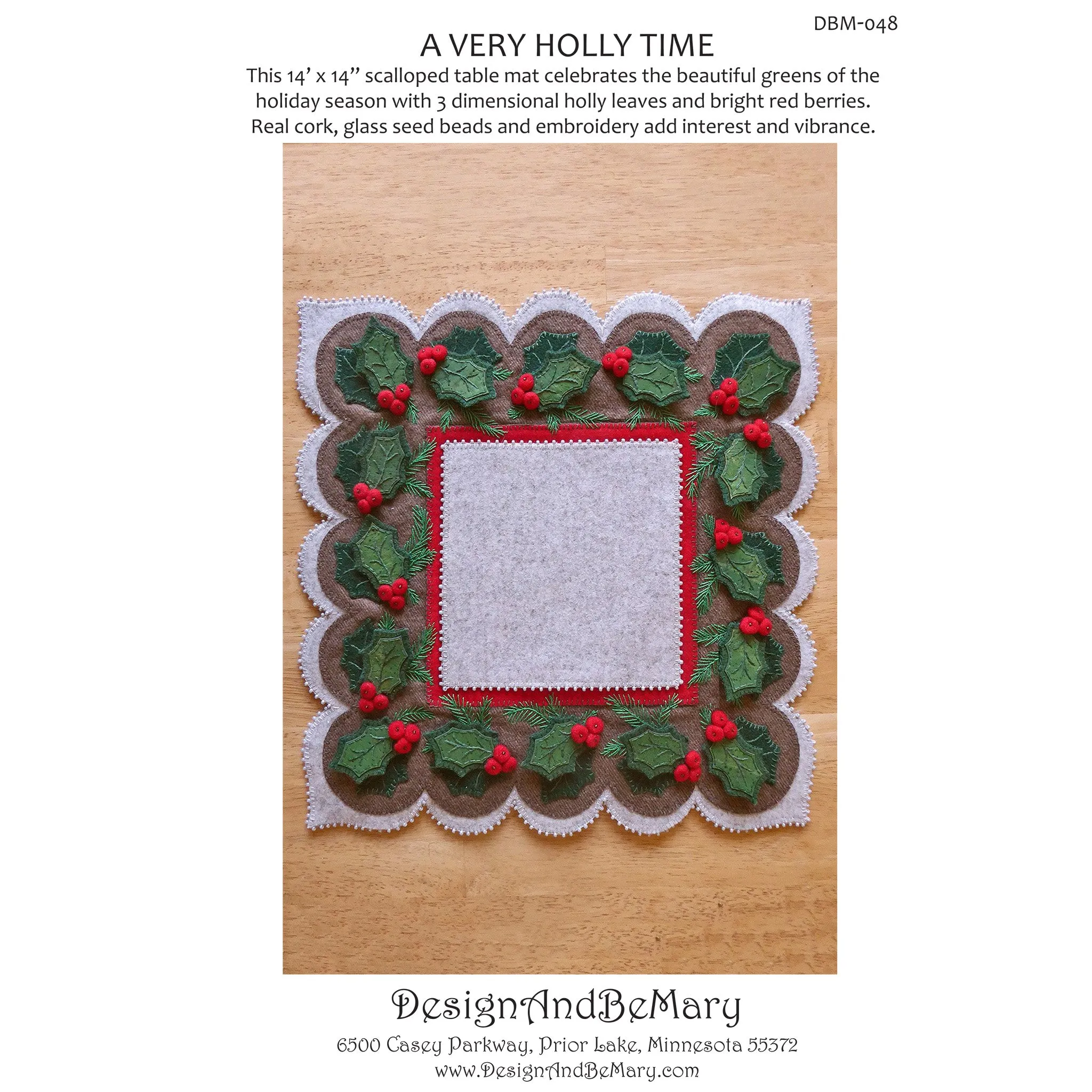 A Very Holly Time Table Mat DBM-048e - Downloadable Pattern