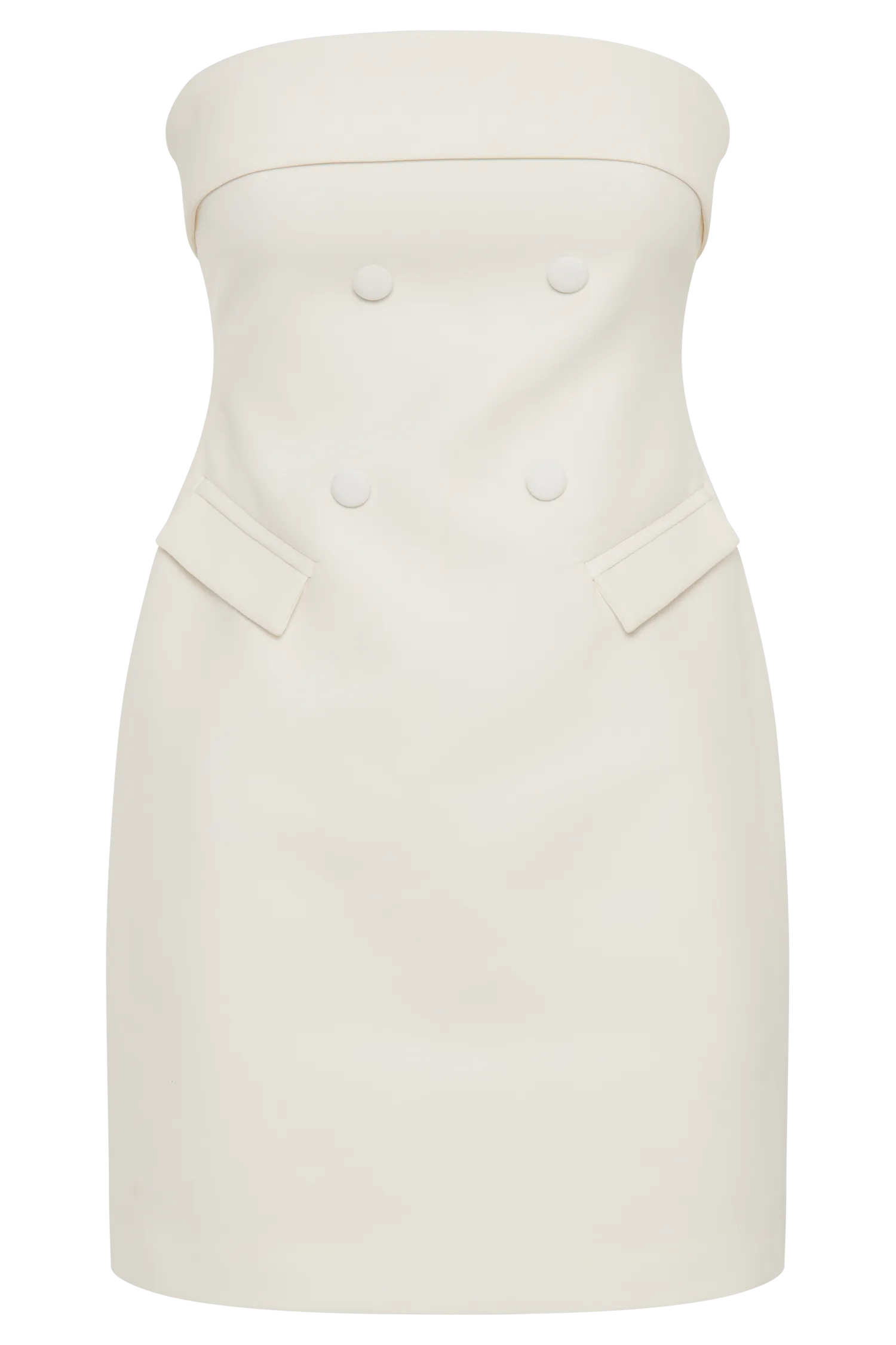 Abbie Strapless Suiting Mini Dress - Ivory