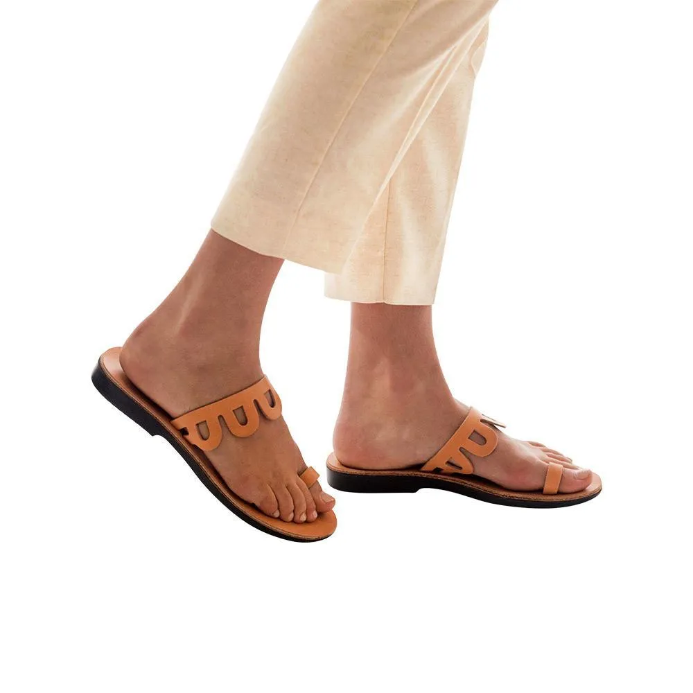 Aja - Leather Flat Sandal | Tan