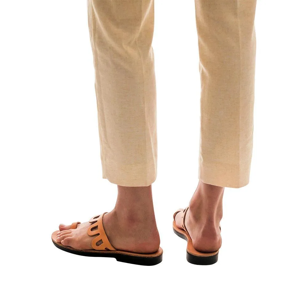 Aja - Leather Flat Sandal | Tan