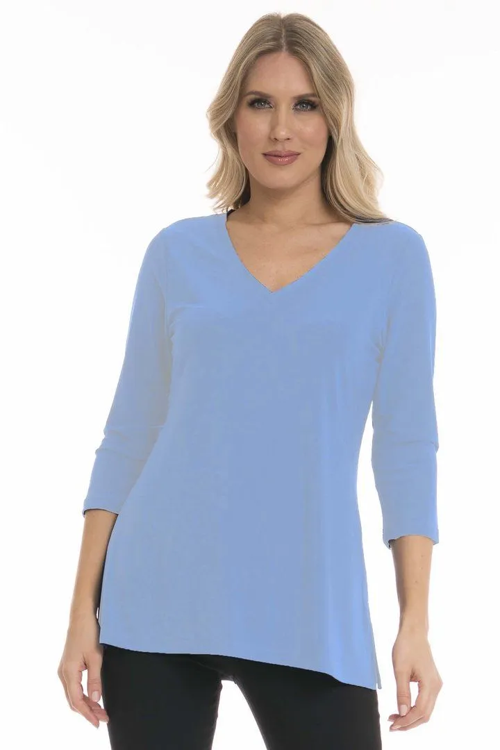 Alisha D Travelwear V Neck 3/4 Sleeve Straight Hem Top Style ADT-85