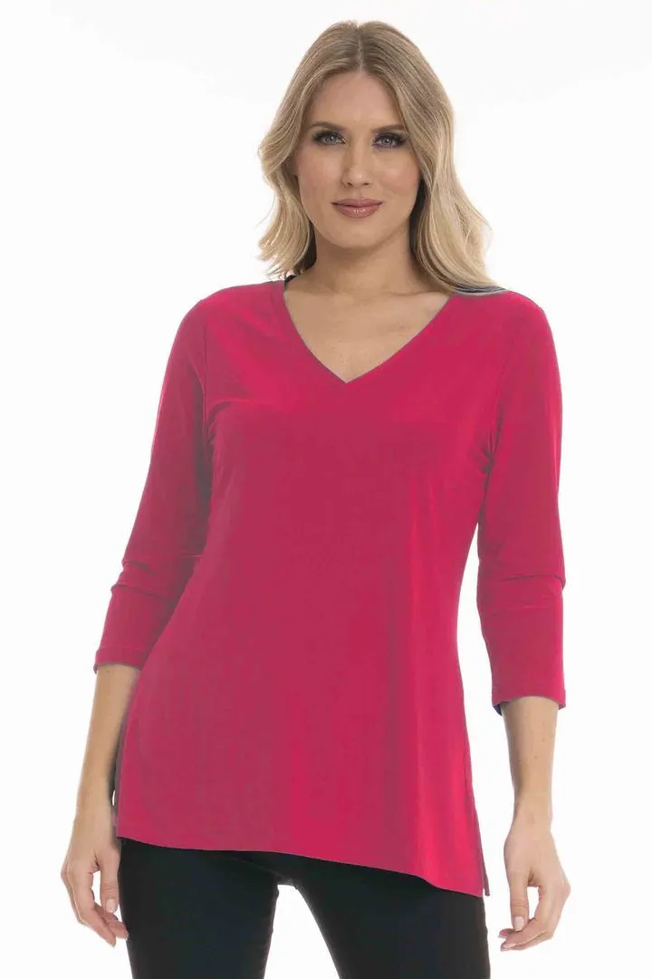 Alisha D Travelwear V Neck 3/4 Sleeve Straight Hem Top Style ADT-85