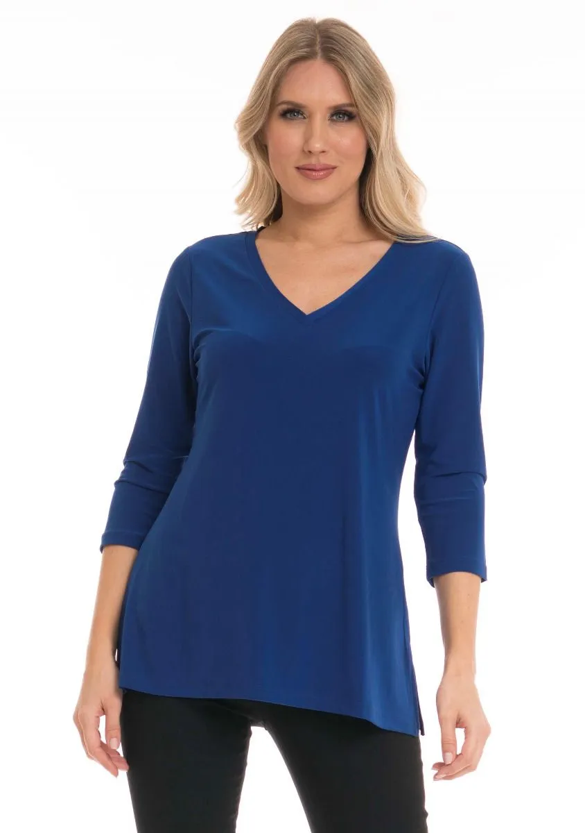 Alisha D Travelwear V Neck 3/4 Sleeve Straight Hem Top Style ADT-85