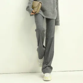 All-Around Warm Striped Grey Wool Pants