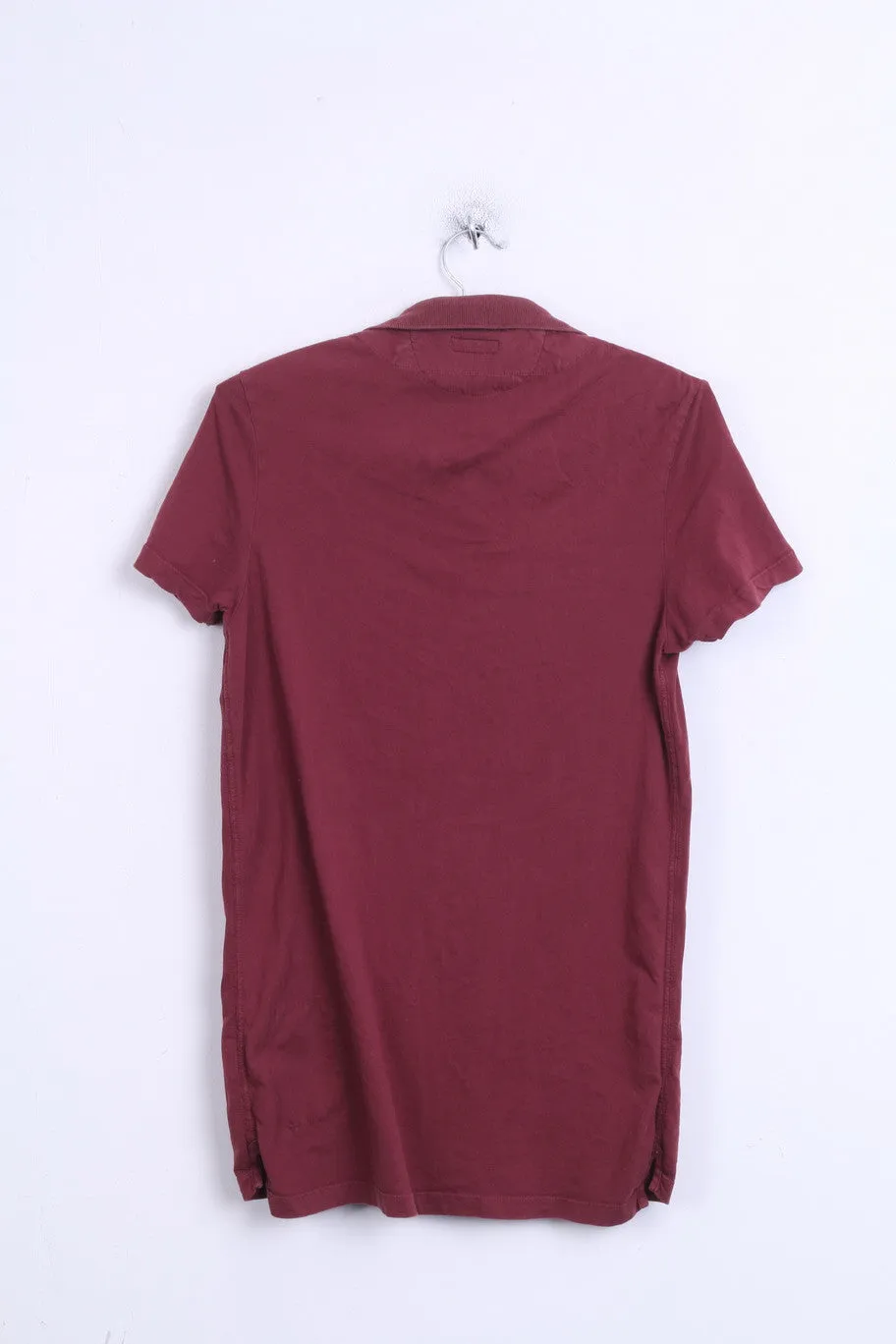 All Saints Spitalfields Mens S Polo Shirt Maroon Top Cotton