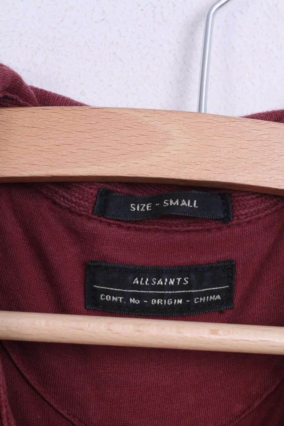 All Saints Spitalfields Mens S Polo Shirt Maroon Top Cotton