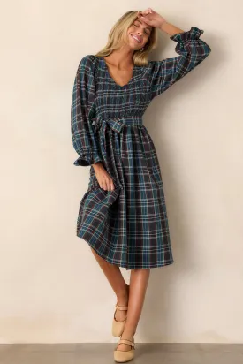 All Spruced Up Black Multi Plaid Midi Dress