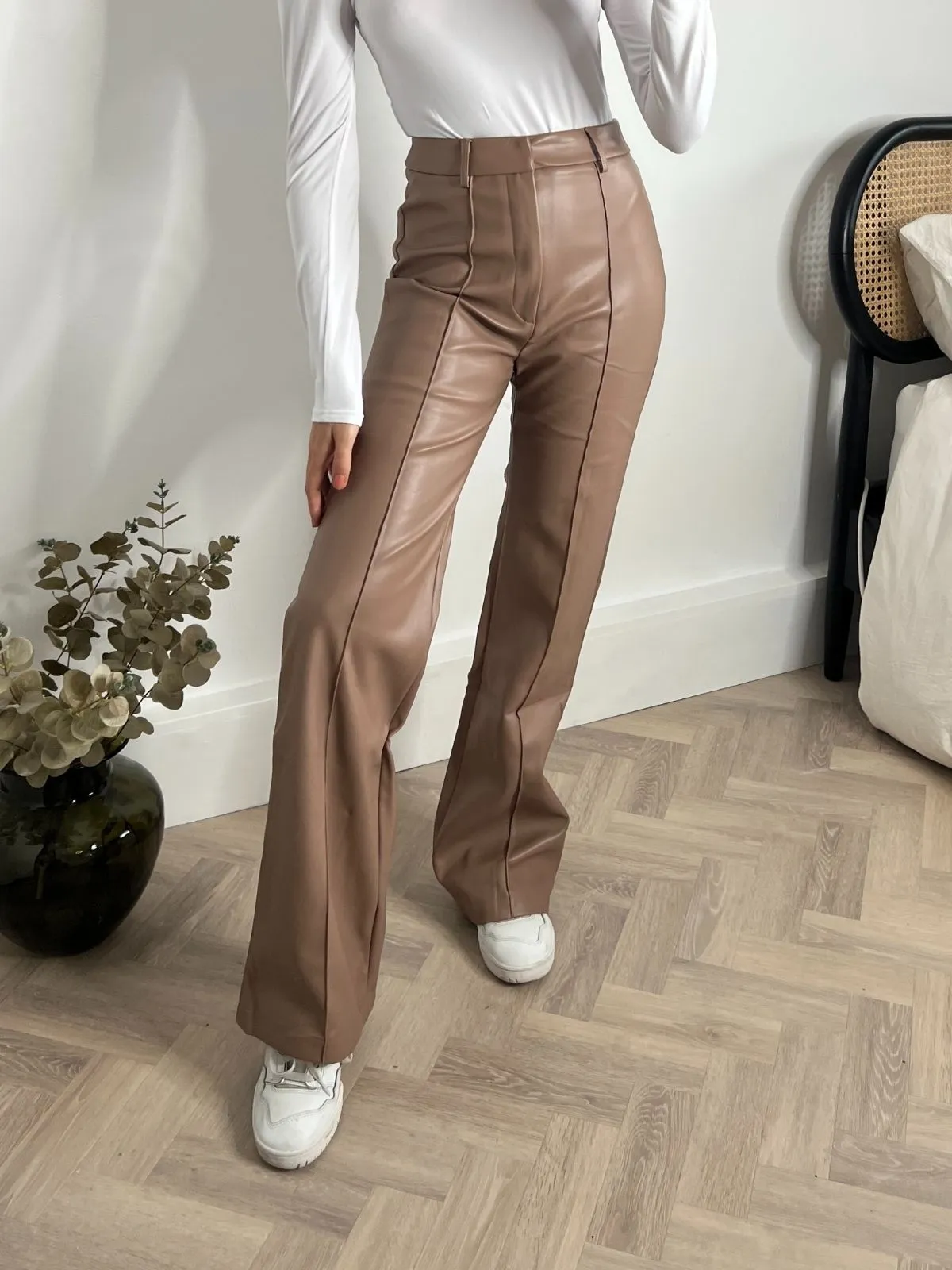 Alyssa PU Flare Trouser / Camel