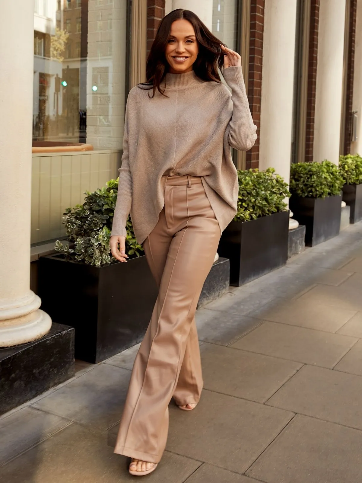 Alyssa PU Flare Trouser / Camel