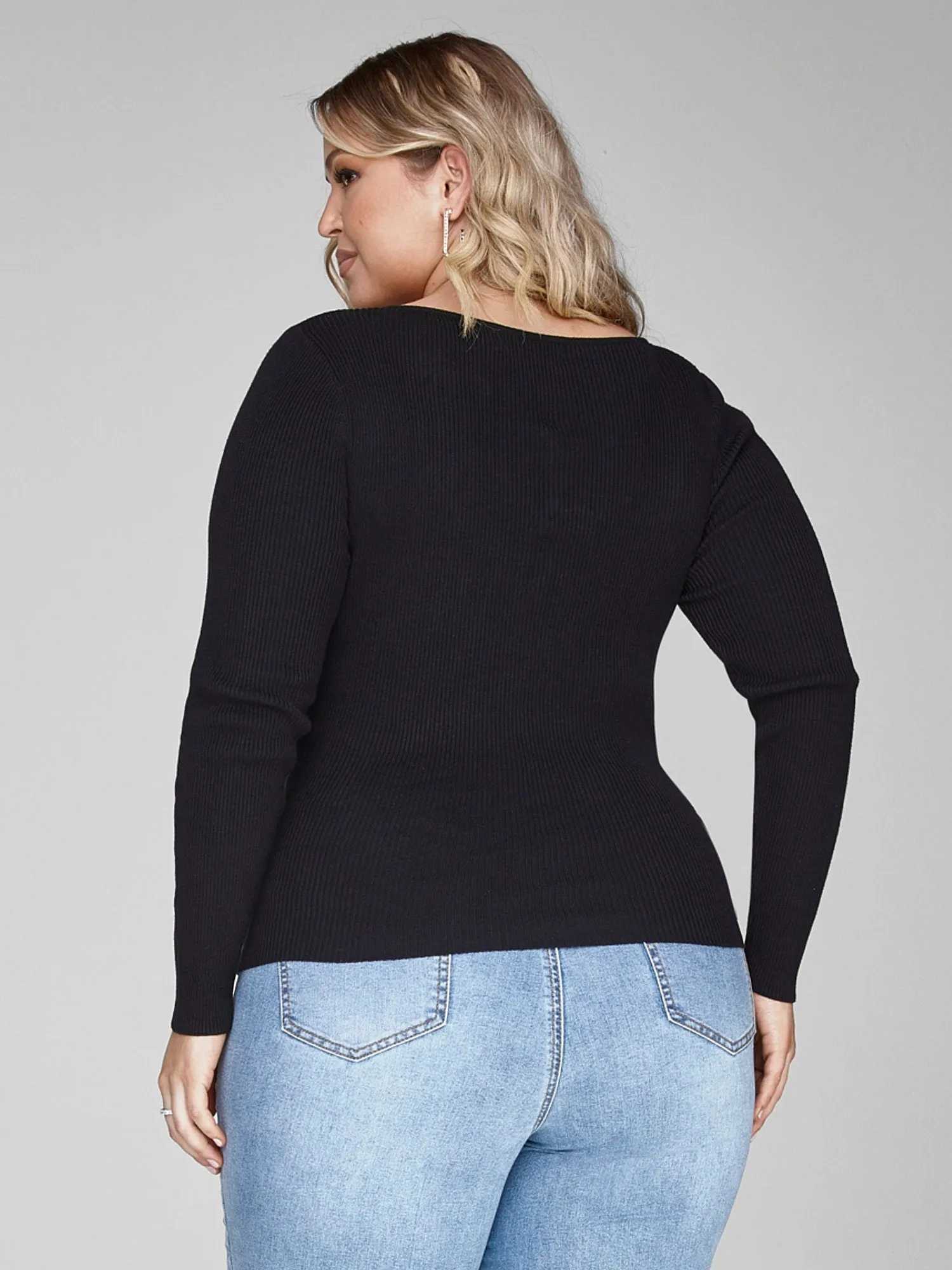 Amirah Cutout Detail Ribbed Knit Sweater