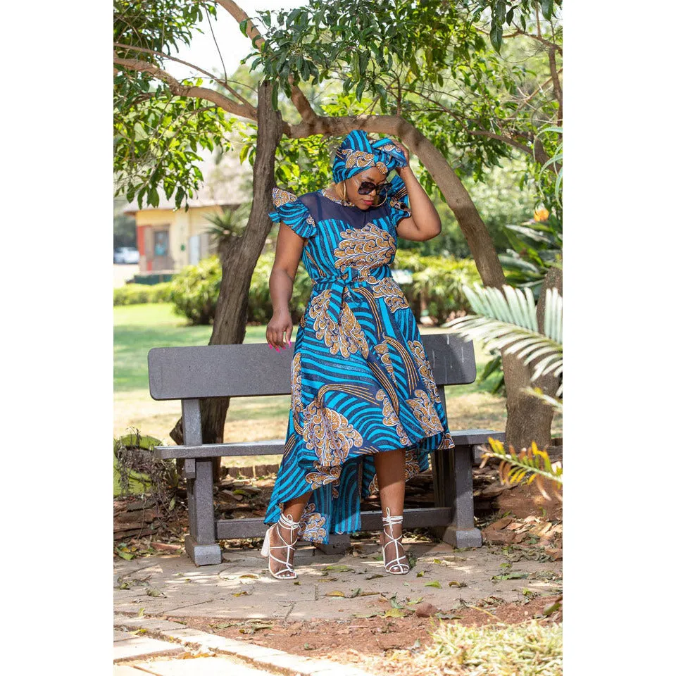 Ankara Short Ruffle Sleeve Print African Dress