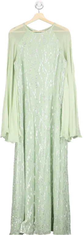 Anthropologie Payal Jain Mint Green Sequin Embellished Maxi Dress Size 14