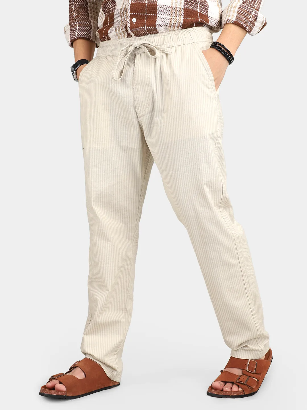 Arabic Linen Fawn Trouser