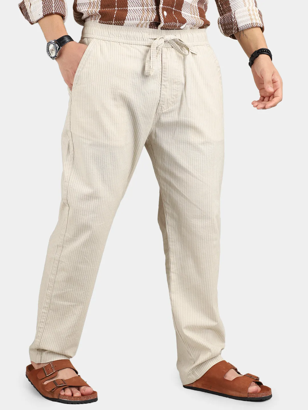 Arabic Linen Fawn Trouser