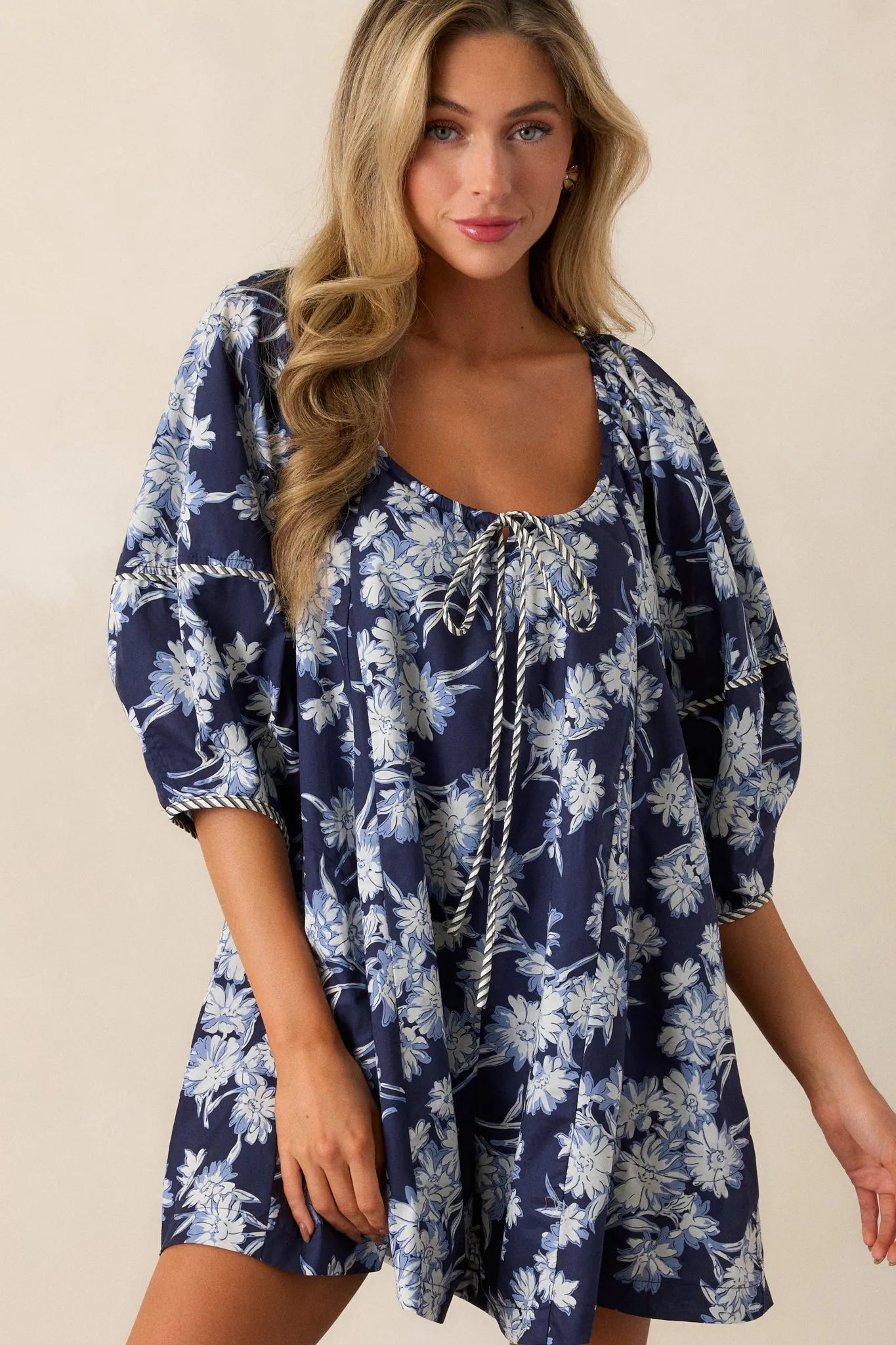 Awaiting Love 100% Cotton Navy Floral Romper