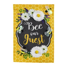 Bee Our Guest Frame Linen Garden Flag