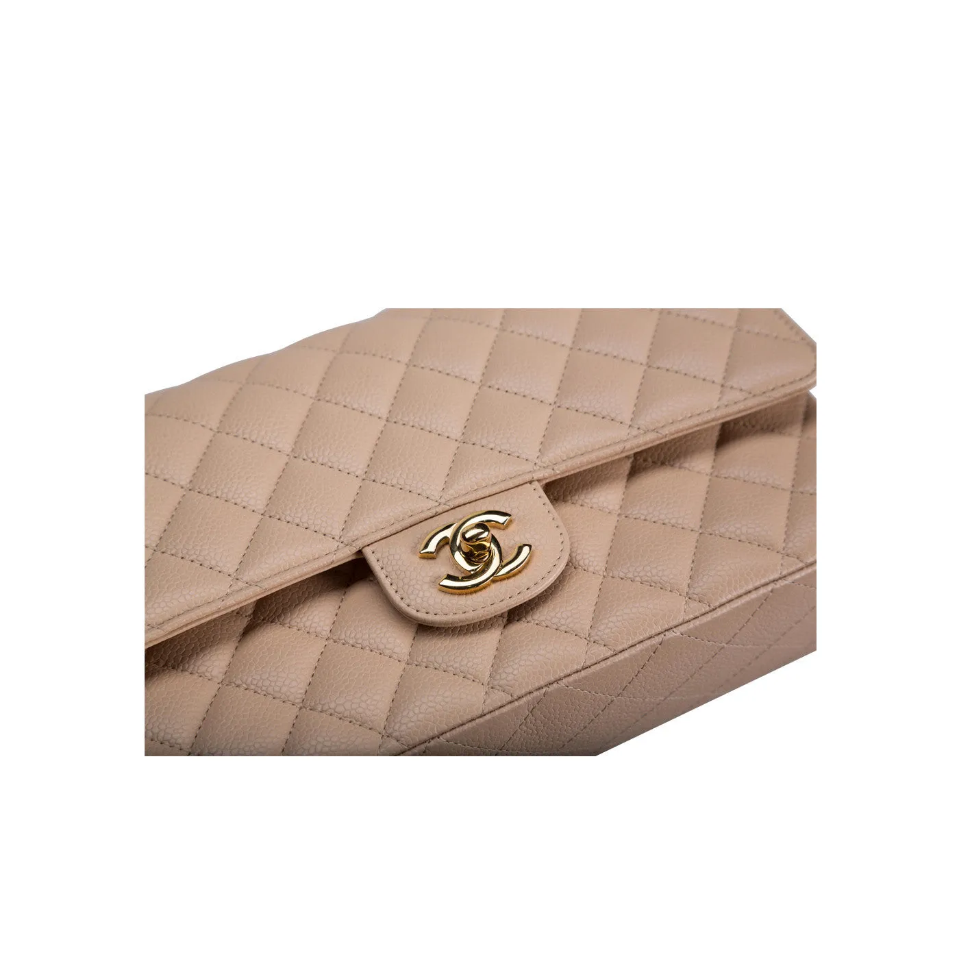 Beige Caviar Classic Flap Bag