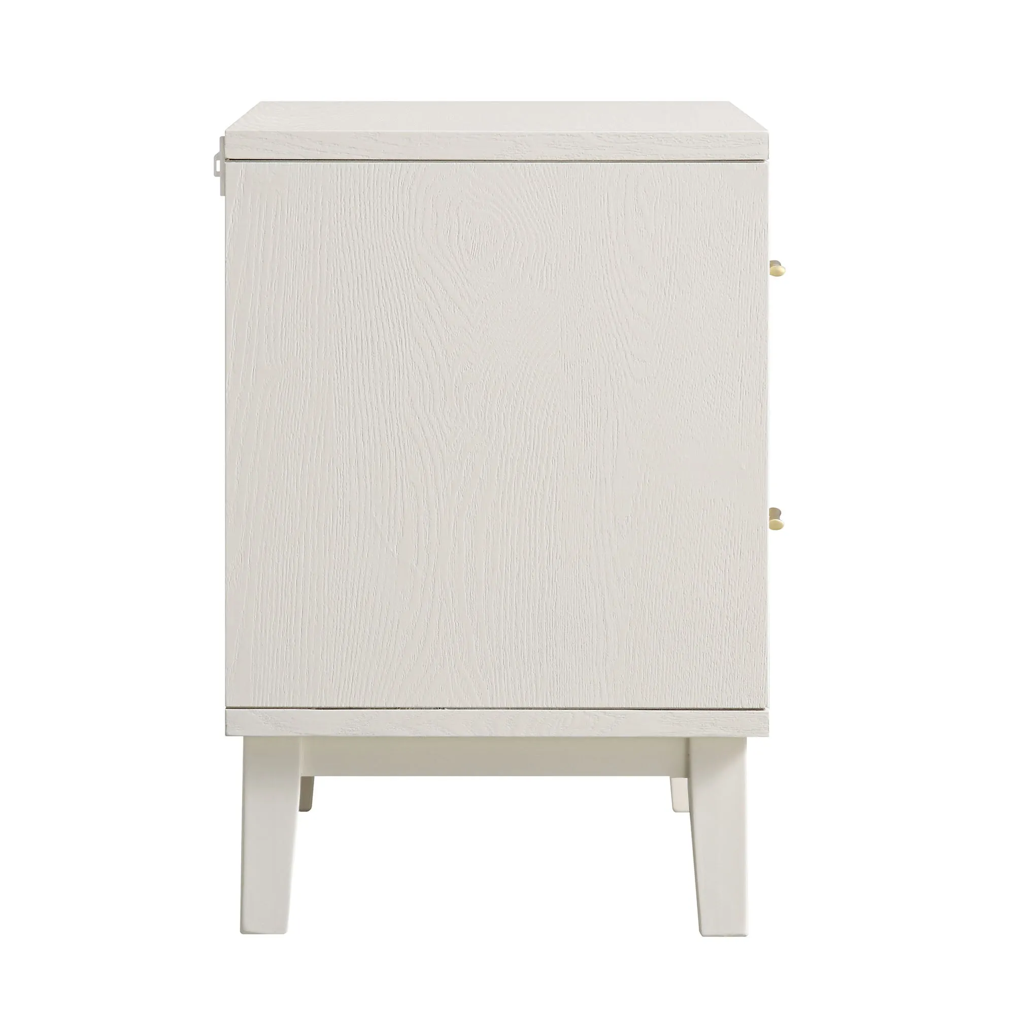 Bianca Chip Carved Bedside Table, Sand Beige & Ivory