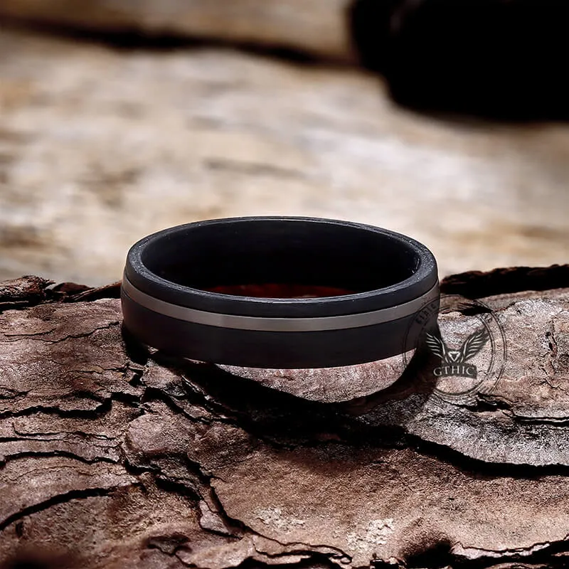 Black Grooved Zircon-set Titanium Wedding Ring