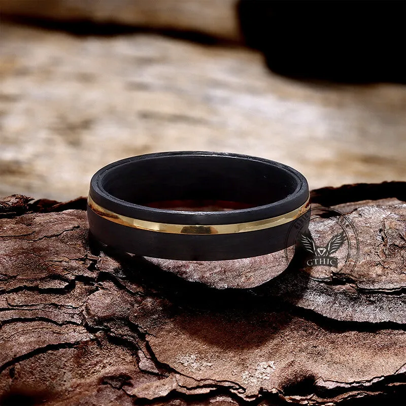 Black Grooved Zircon-set Titanium Wedding Ring