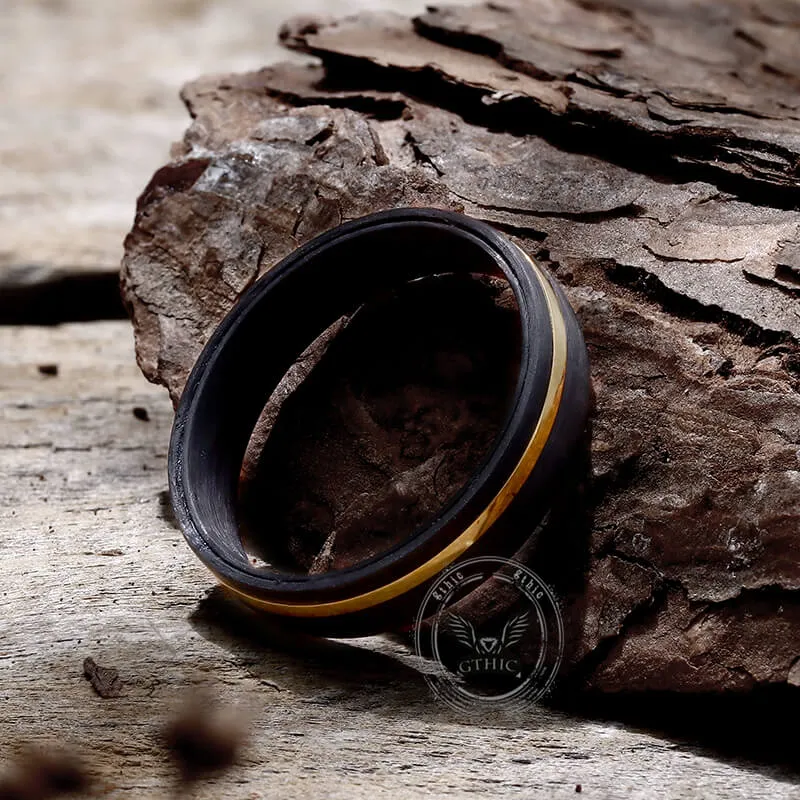 Black Grooved Zircon-set Titanium Wedding Ring