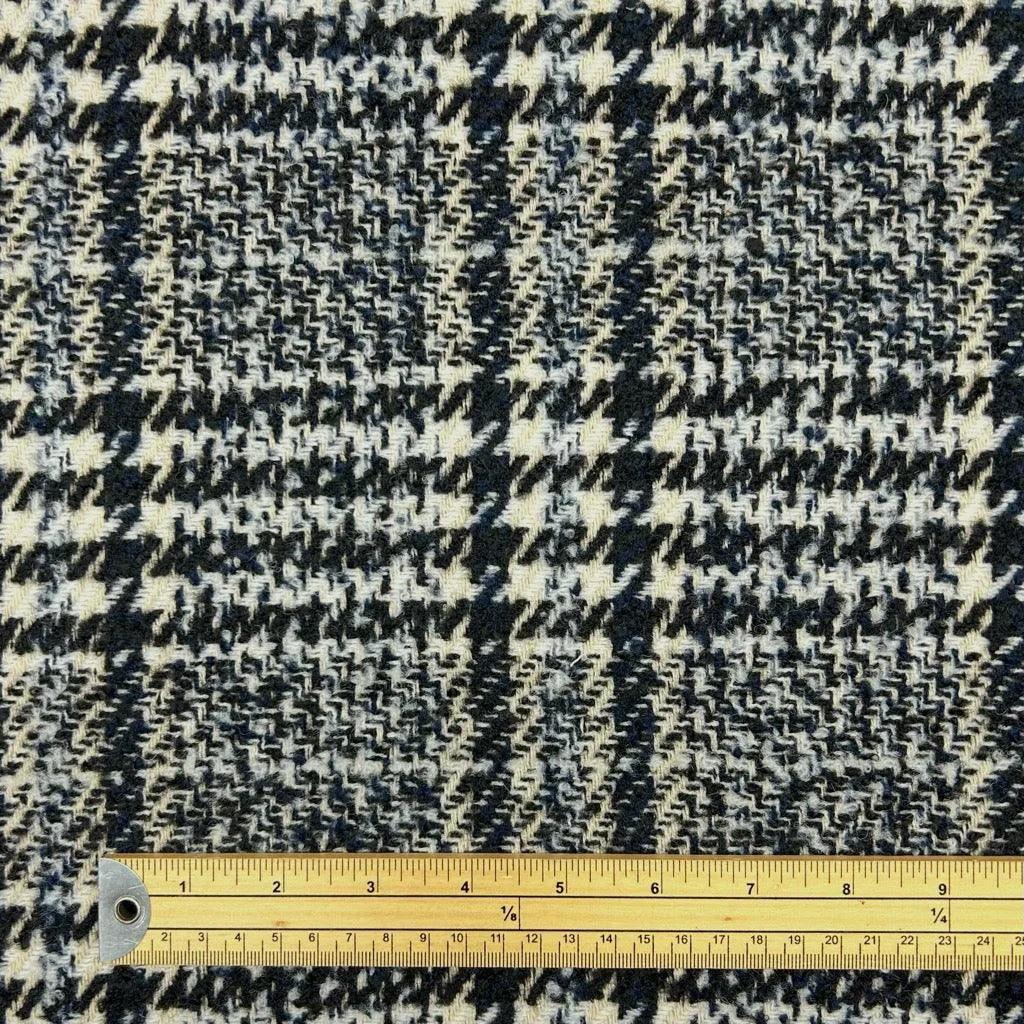 Black/Ivory Dogtooth Wool Blend Fabric