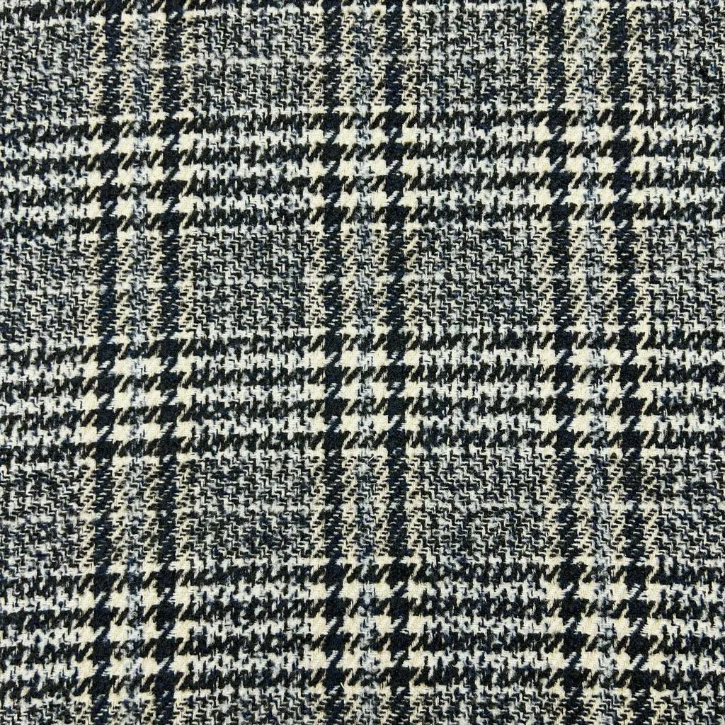 Black/Ivory Dogtooth Wool Blend Fabric