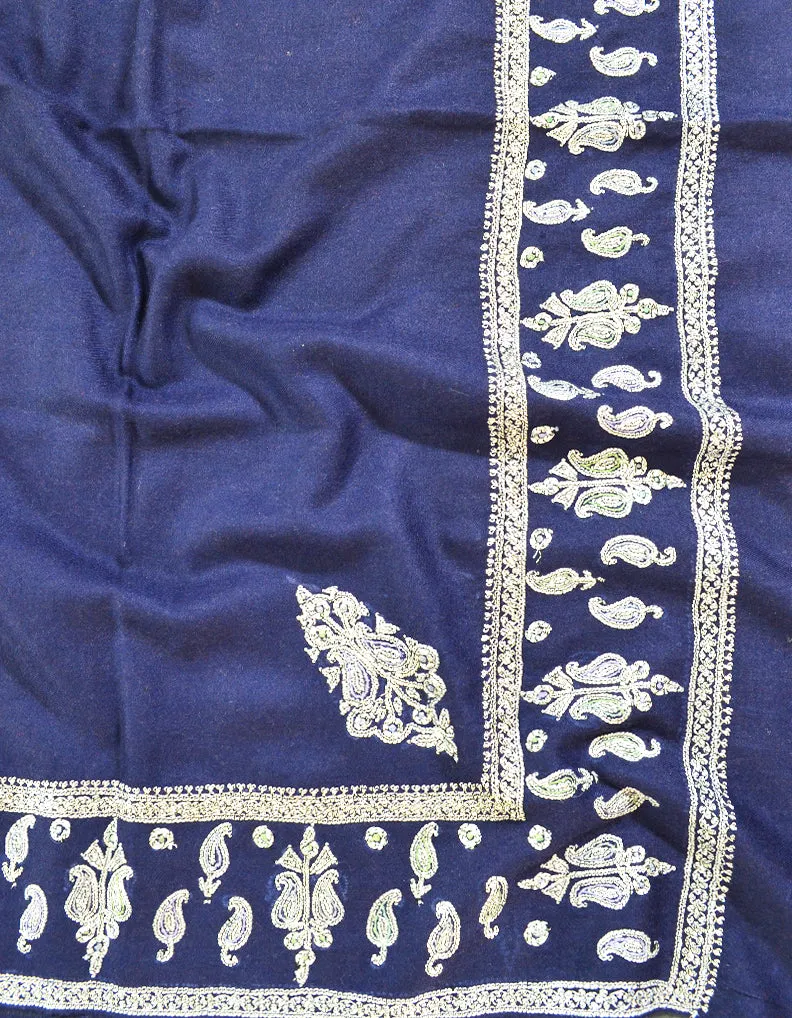 blue tilla embroidery pashmina shawl 8204