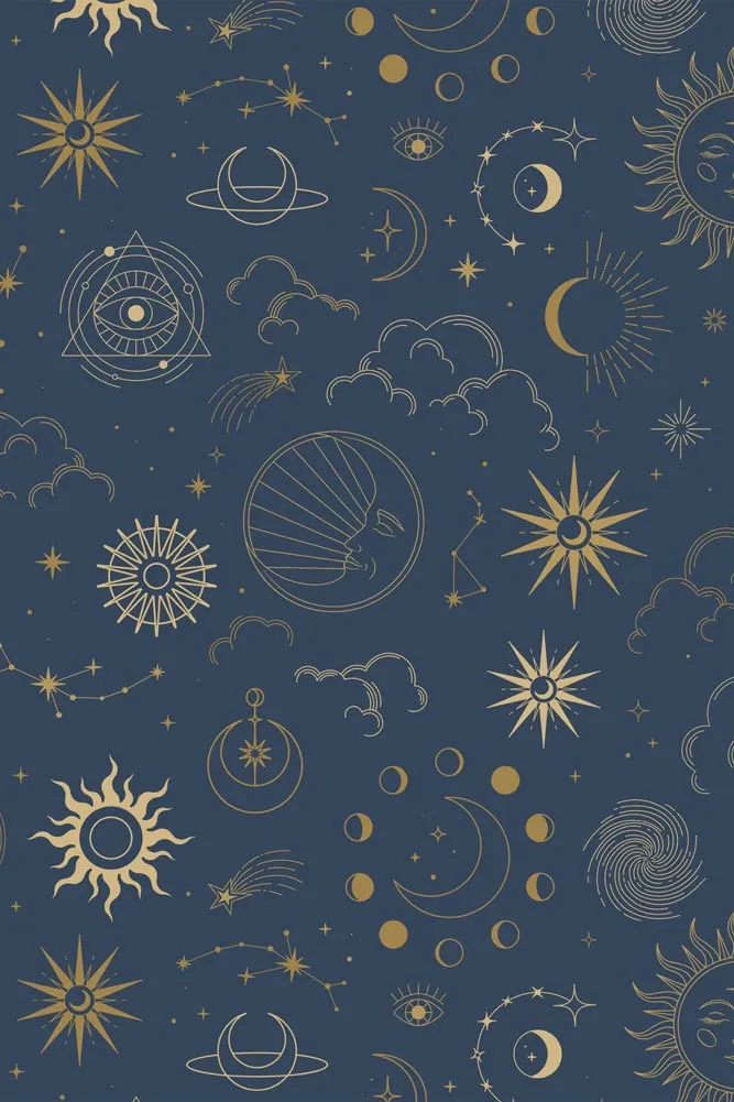 Bobbi Beck Mystica Navy & Gold Wallpaper