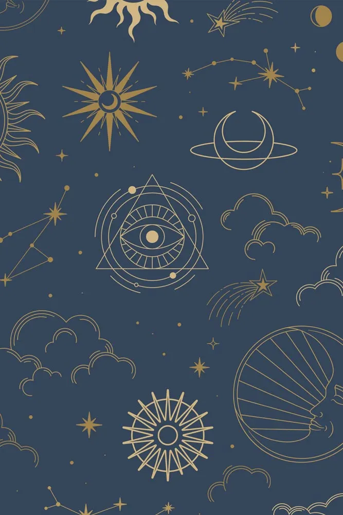 Bobbi Beck Mystica Navy & Gold Wallpaper