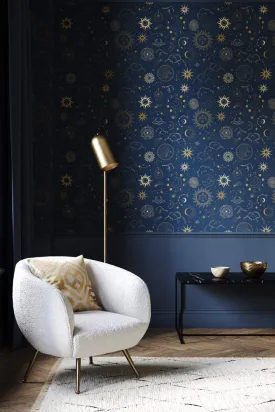 Bobbi Beck Mystica Navy & Gold Wallpaper