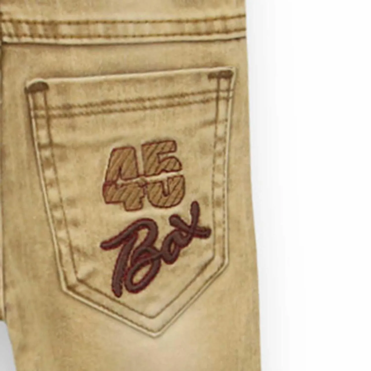 Boy Rust Slim Fit Embroidered Patch Jeans