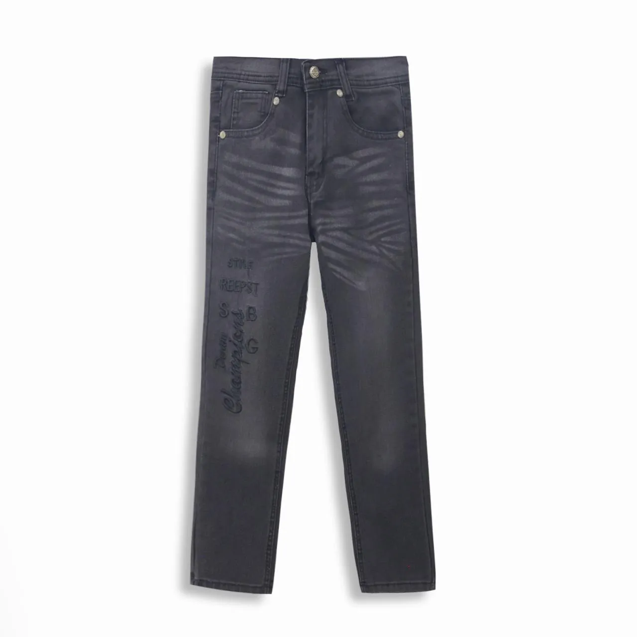 Boy Slim Fit Embroidered Stone Wash Jeans