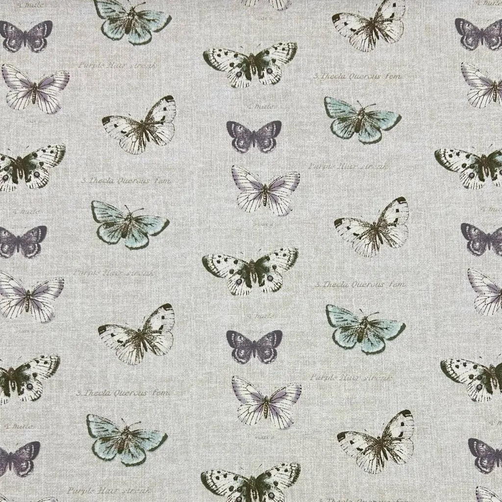 Butterflies on Mottled Cotton Canvas Fabric