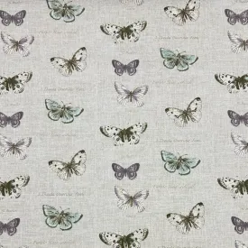 Butterflies on Mottled Cotton Canvas Fabric