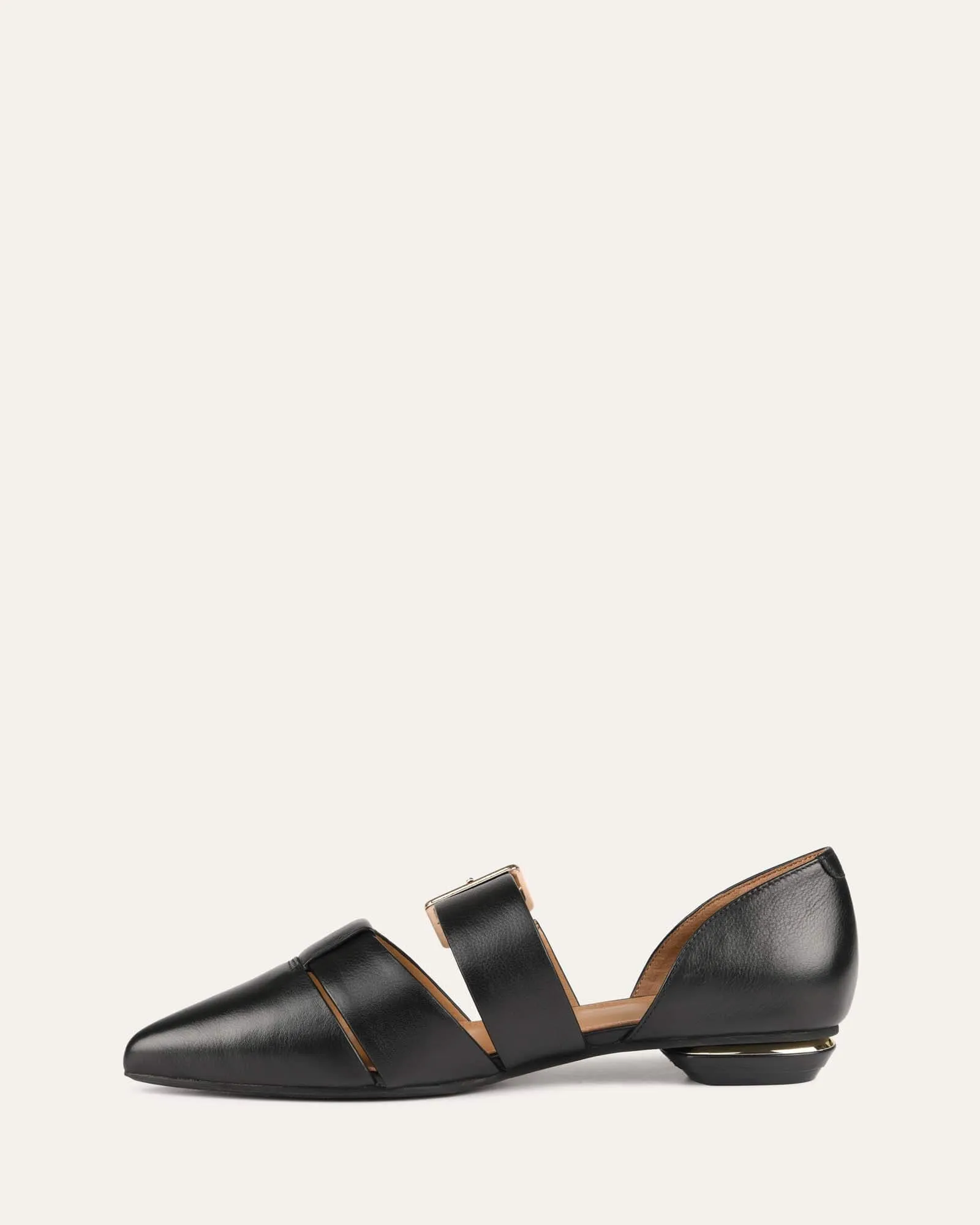 CARLA DRESS FLATS BLACK LEATHER