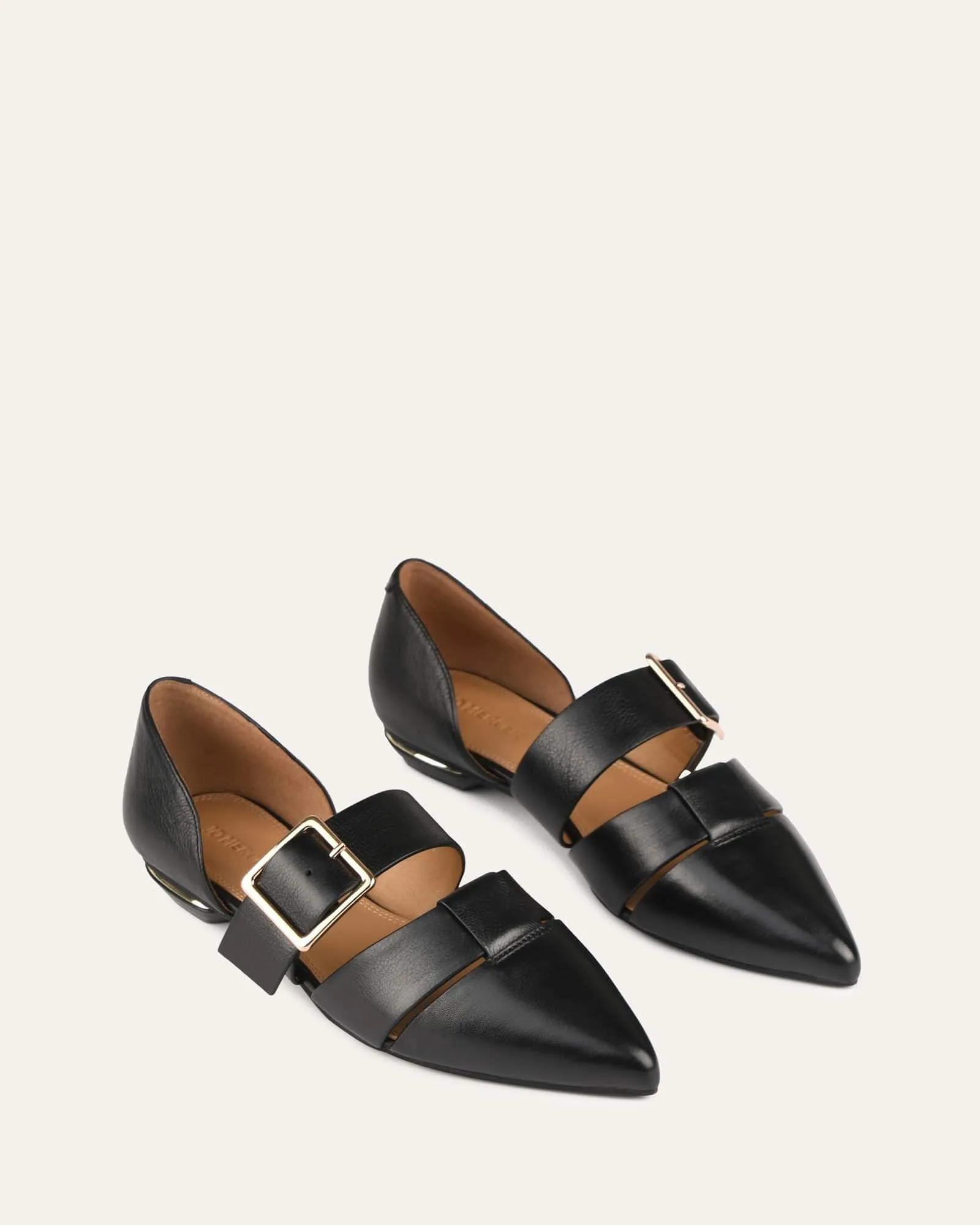 CARLA DRESS FLATS BLACK LEATHER