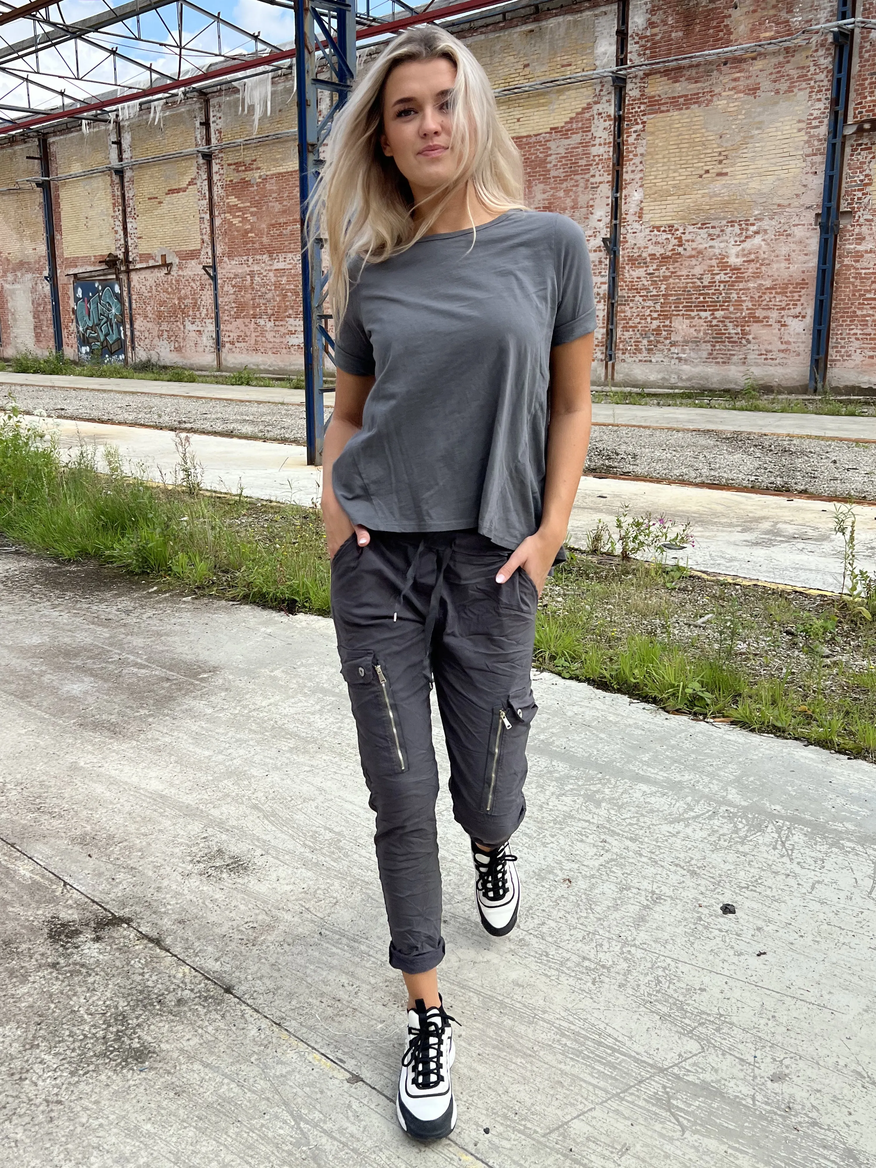 CARMEN cargo trousers - dark grey