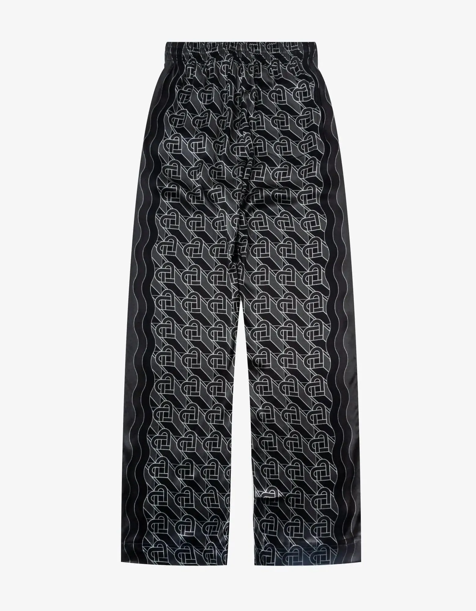 Casablanca Black Heart Monogram Pyjama Silk Trousers