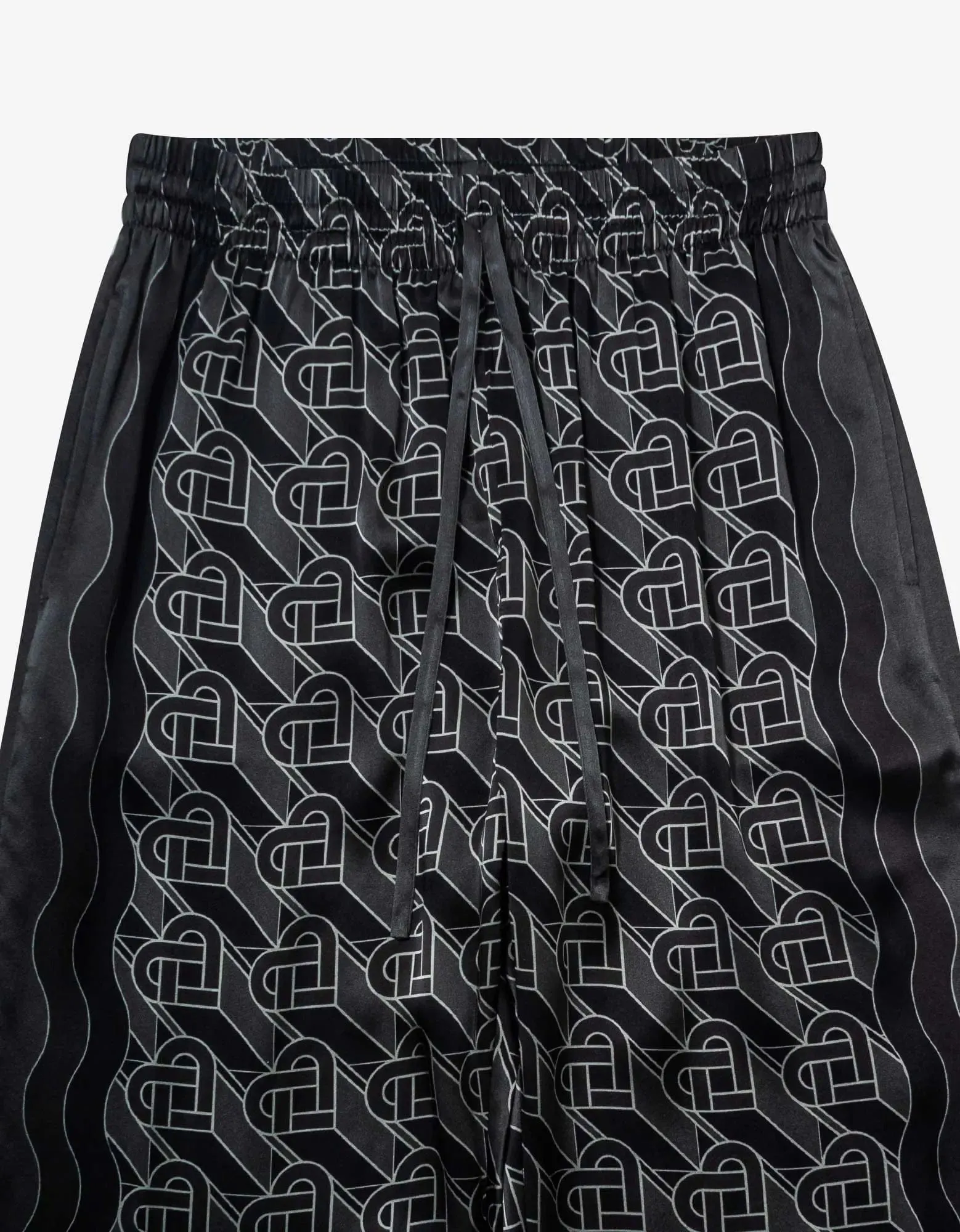 Casablanca Black Heart Monogram Pyjama Silk Trousers