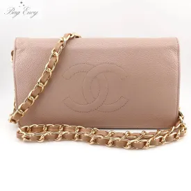 CHANEL Caviar Timeless Bifold Wallet on Chain