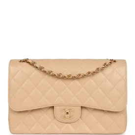 Chanel Jumbo Classic Double Flap Bag Beige Caviar Gold Hardware