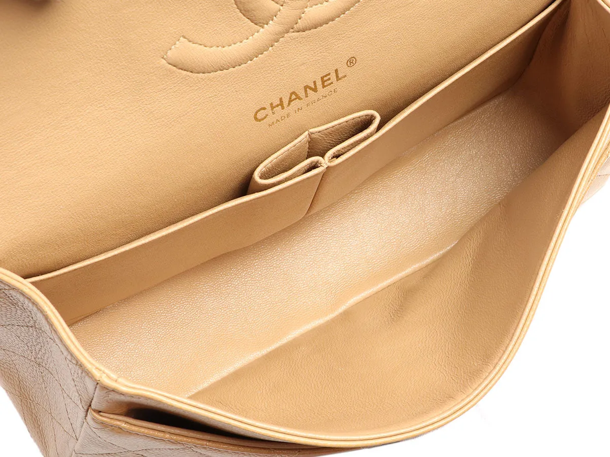 Chanel Medium/Large Beige Quilted Caviar Classic Double Flap