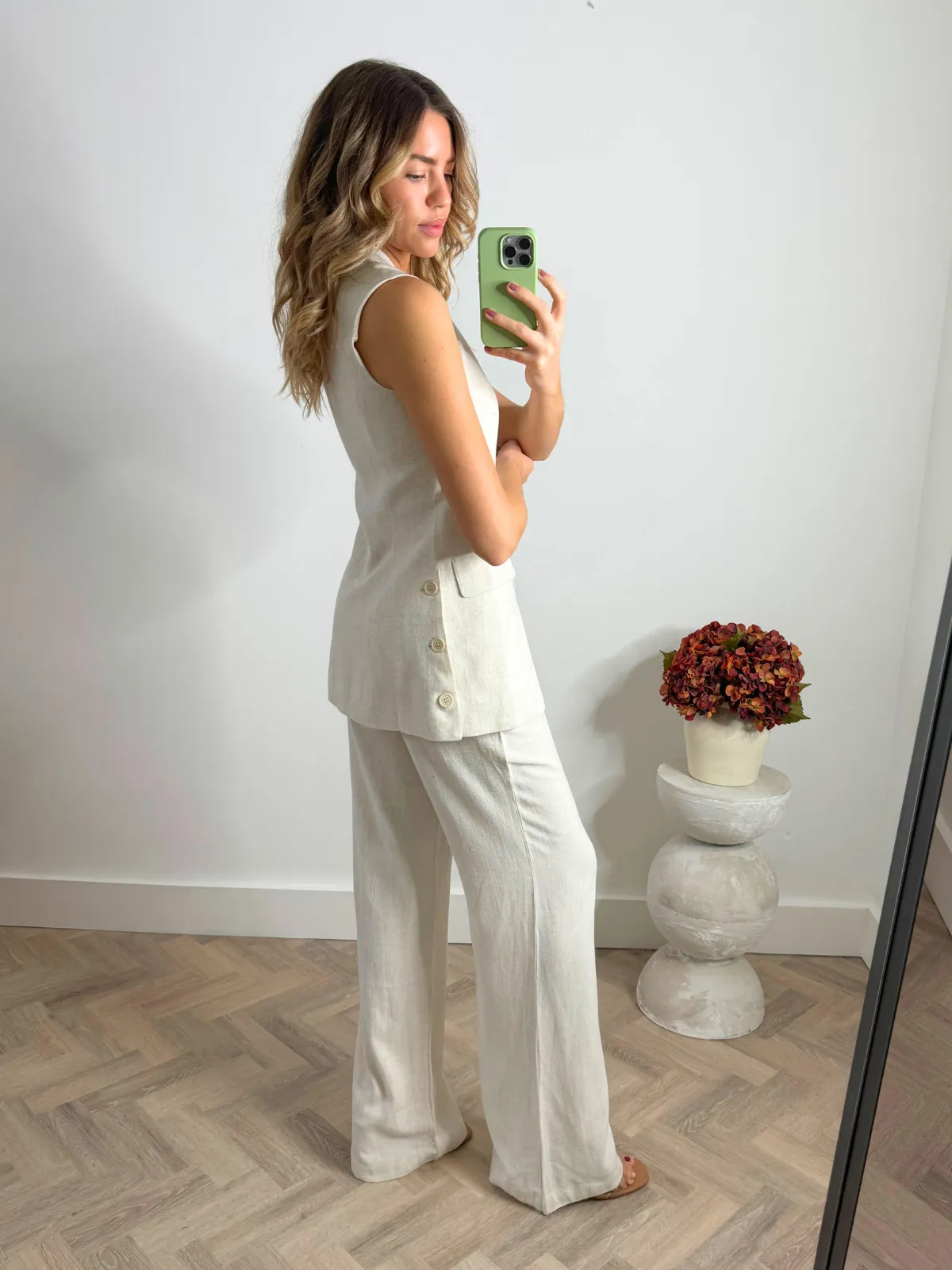 Claire Linen Straight Leg Trouser in Neutral