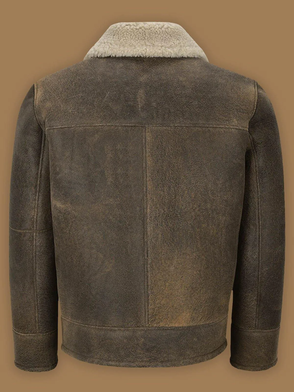 Classic Retro Brown Shearling Leather Jacket for Men