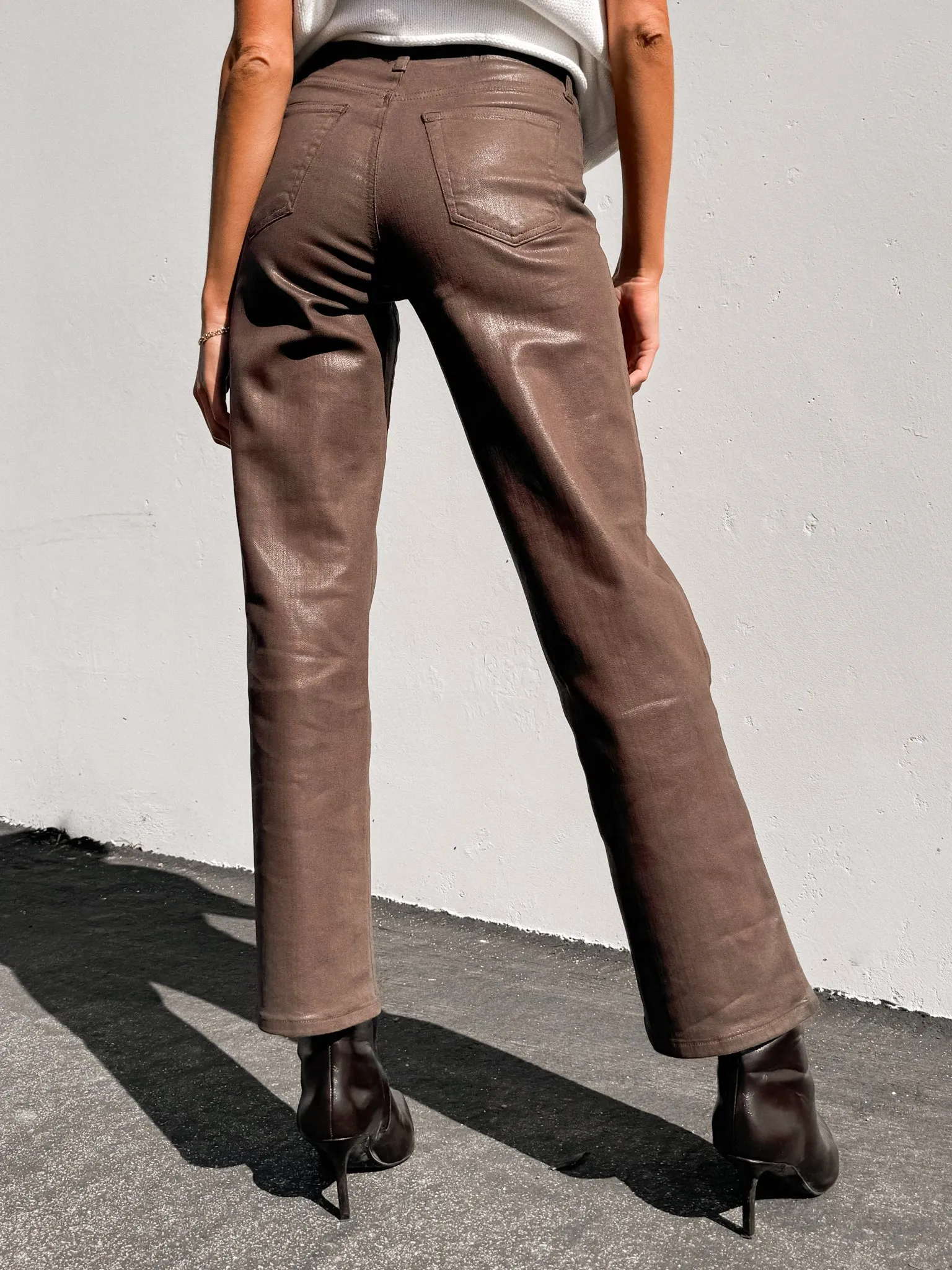 Coated Espresso Straight Leg Jeans